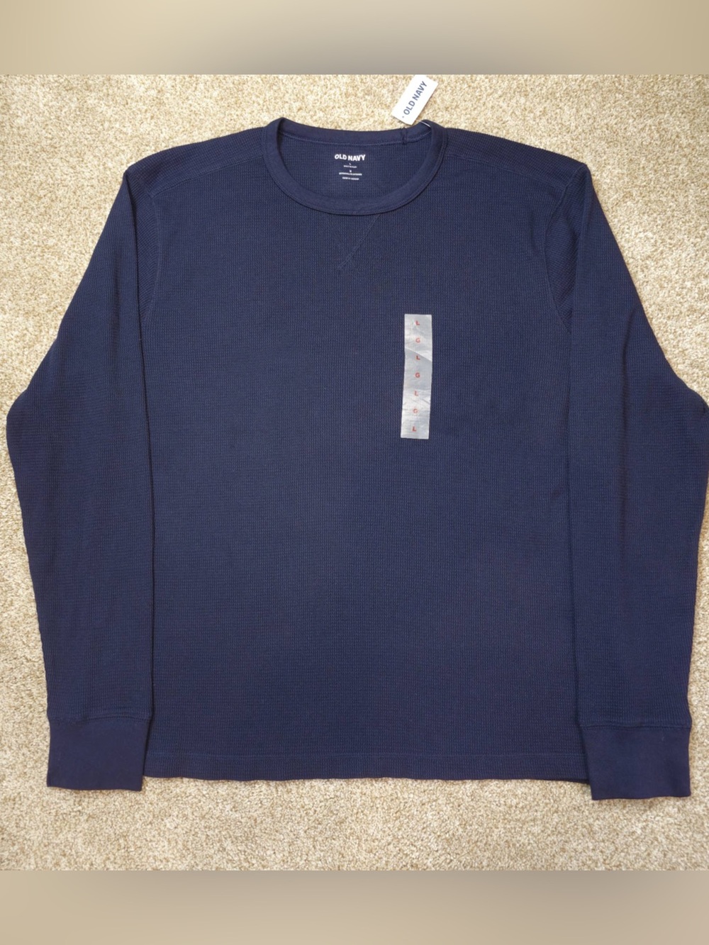 Old Navy Men's Dark Navy Waffle Thermal Long-Sleeve Crew